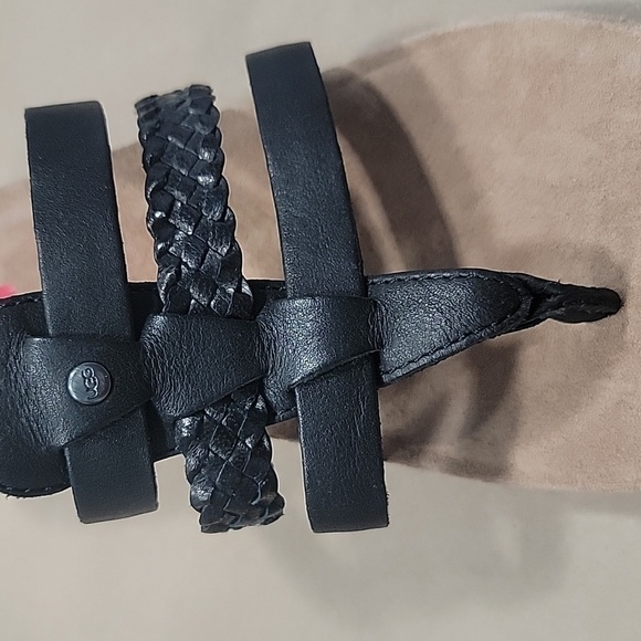 UGG Black Wedge Sandals, Leather Solid and Braided Straps, NWOT.  Size 8.5 - Picture 5 of 8